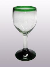  / Emerald Green Rim 7 oz Small Wine Glasses 